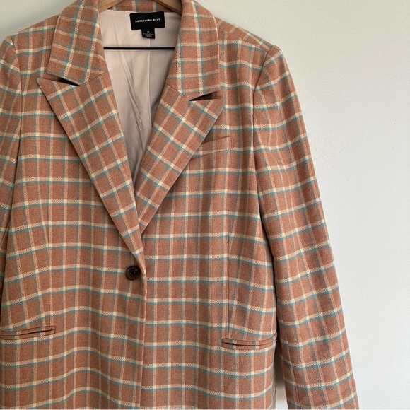 Something Navy Single Breasted Wool Blend Plaid Overcoat - Picture 8 of 12